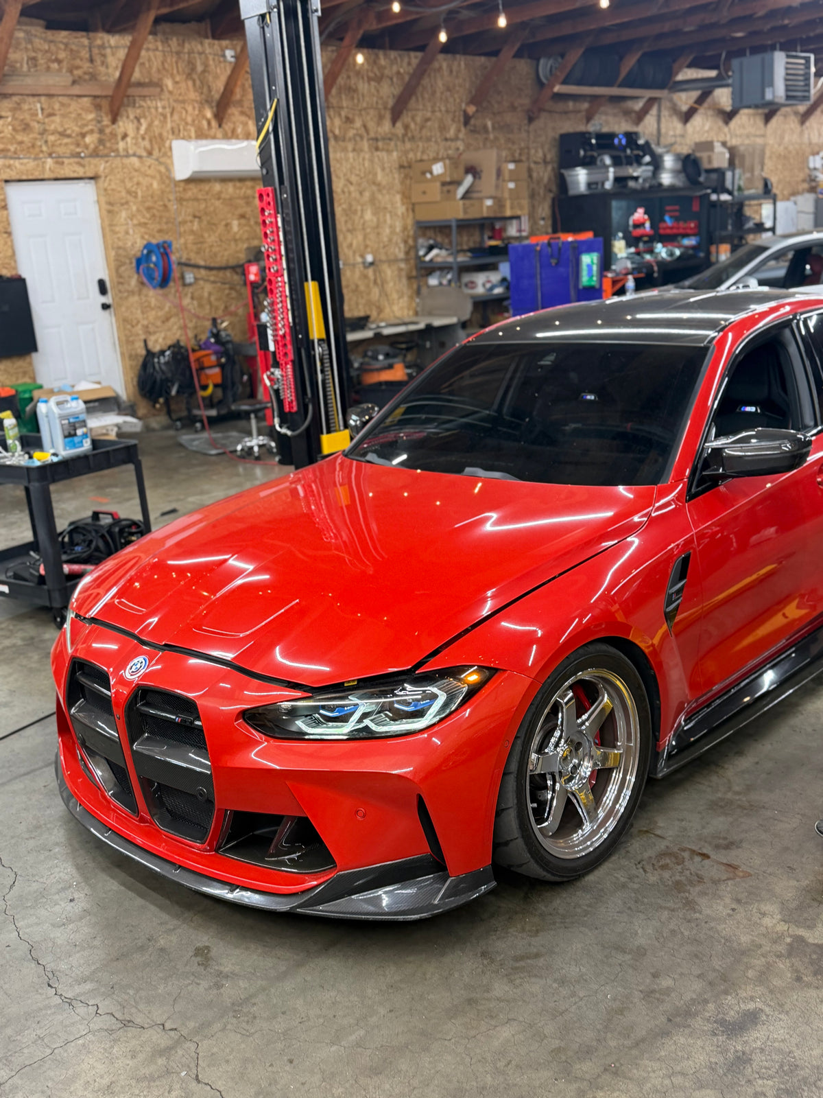 Red BMW inside the BayaniBuilt workshop